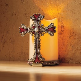 Ornate Cross Votive Holder, , large