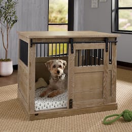 Barn Door Regular Pet Crate, Oak, large